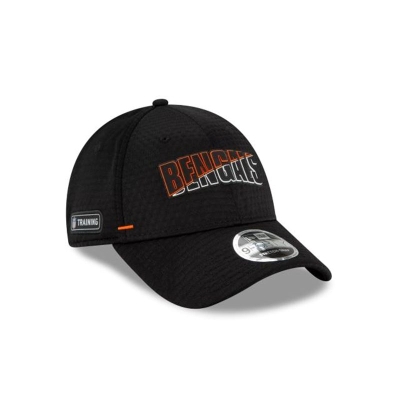 Black Cincinnati Bengals Hat - New Era NFL Official Summer Sideline Stretch Snap 9FORTY Snapback Caps USA3095746